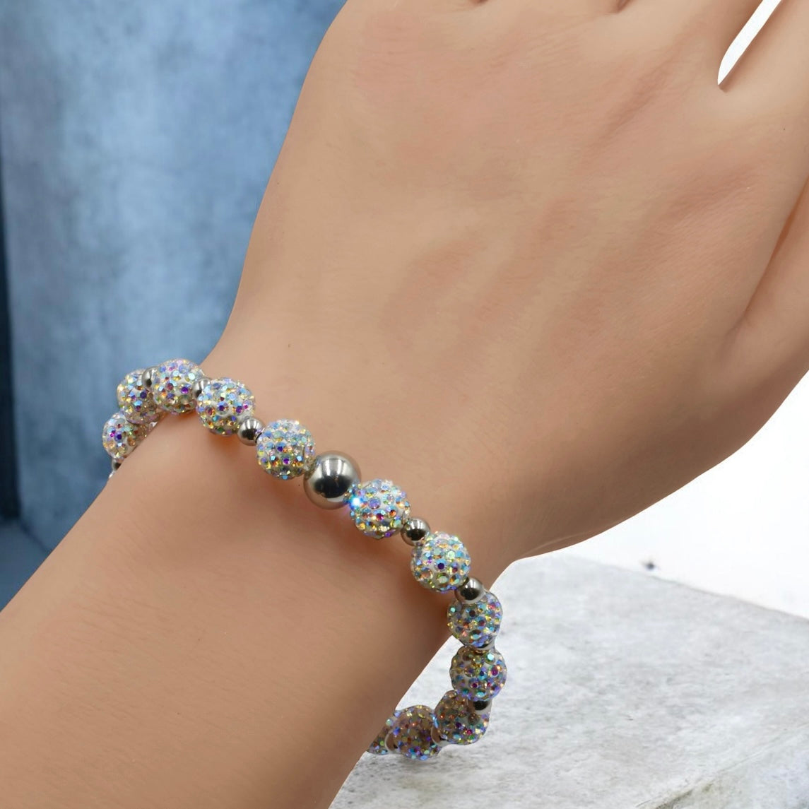 Shamballa Bracelet ~ White Rainbow