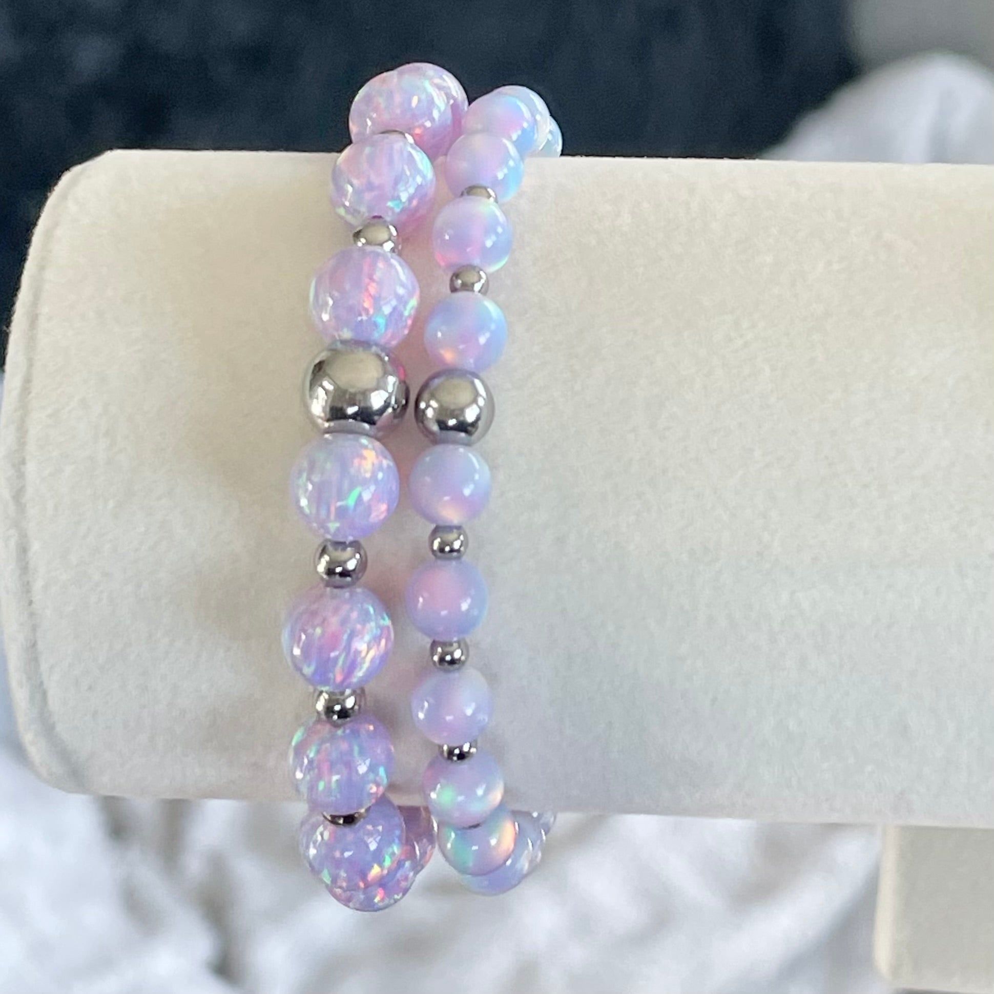 Opal Tennis Bracelet 8mm with Polished Accents ~ Unicorn Purple