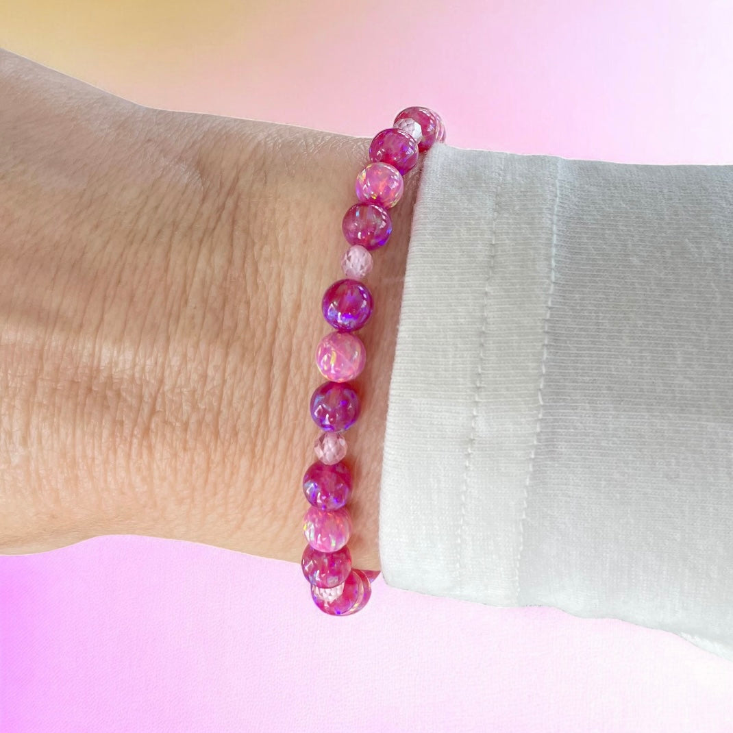 Opal Line Zircon Bracelet ~ Magenta/Pink Flamingo