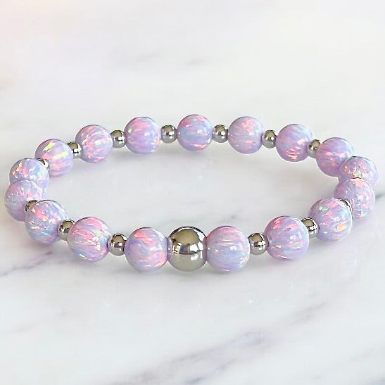 Opal Tennis Bracelet 8mm with Polished Accents ~ Unicorn Purple