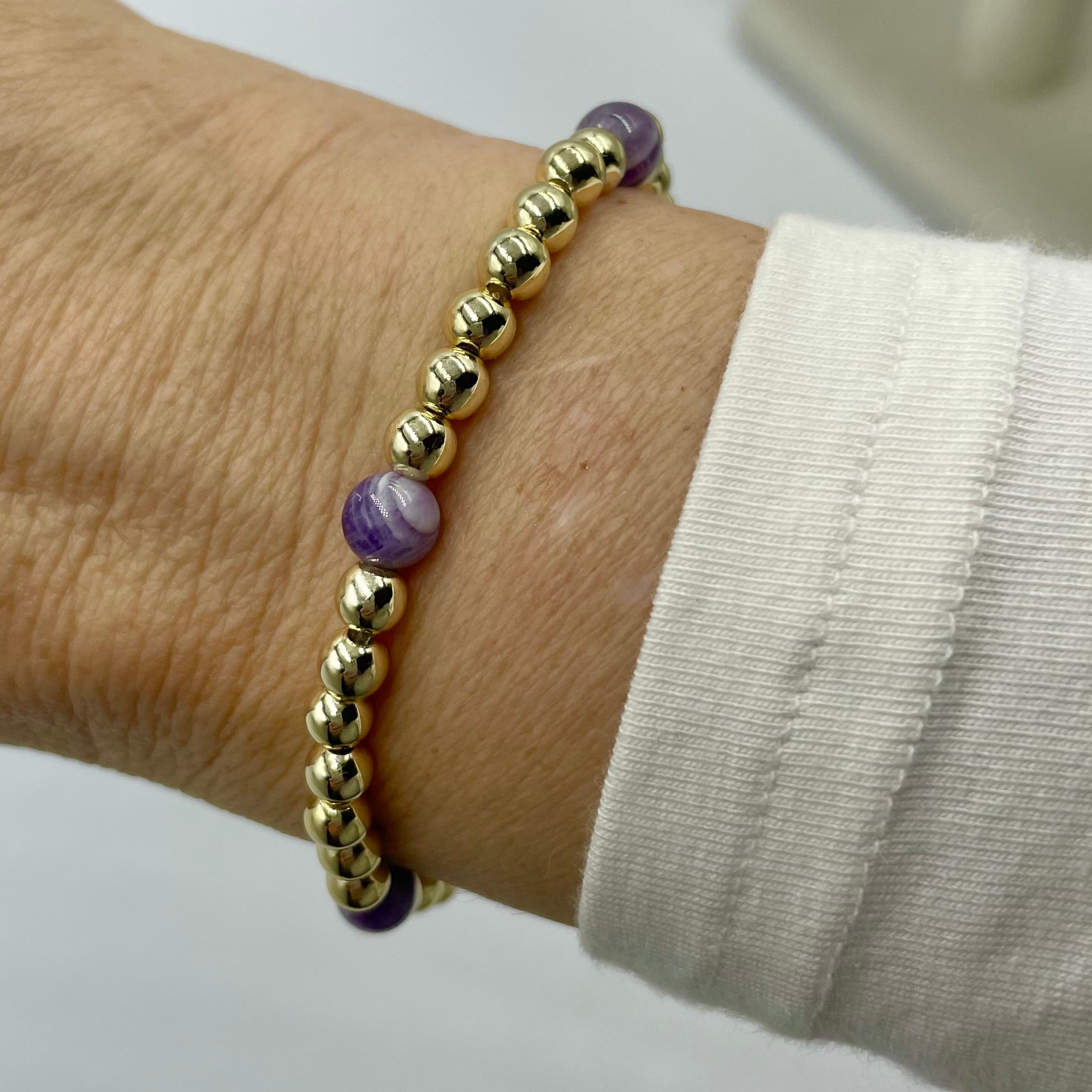 14K Gold Filled & Gemstone Satellite Bracelet ~ Chevron Amethyst