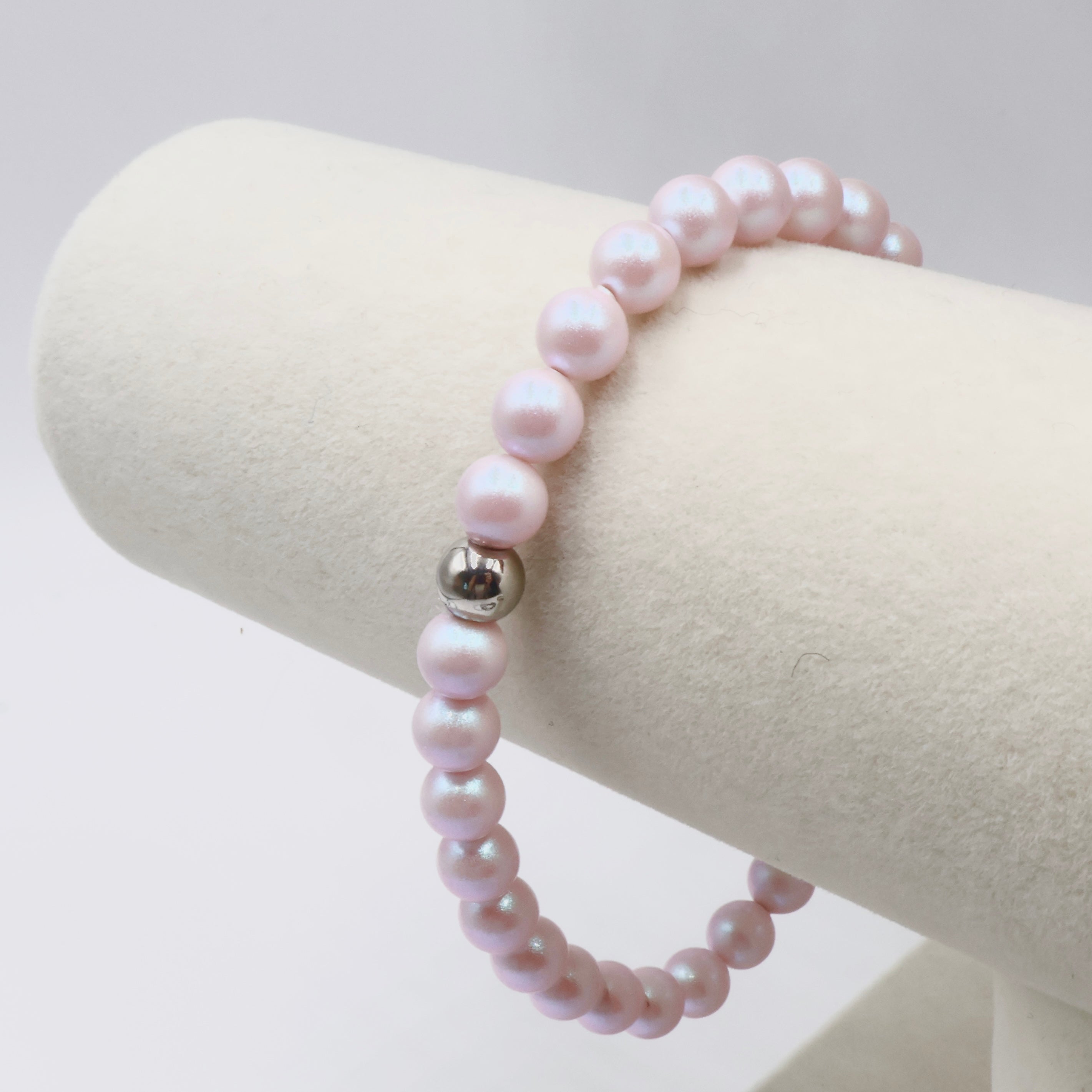 Austrian Crystal Pearl Bracelet ~ Iridescent Pink