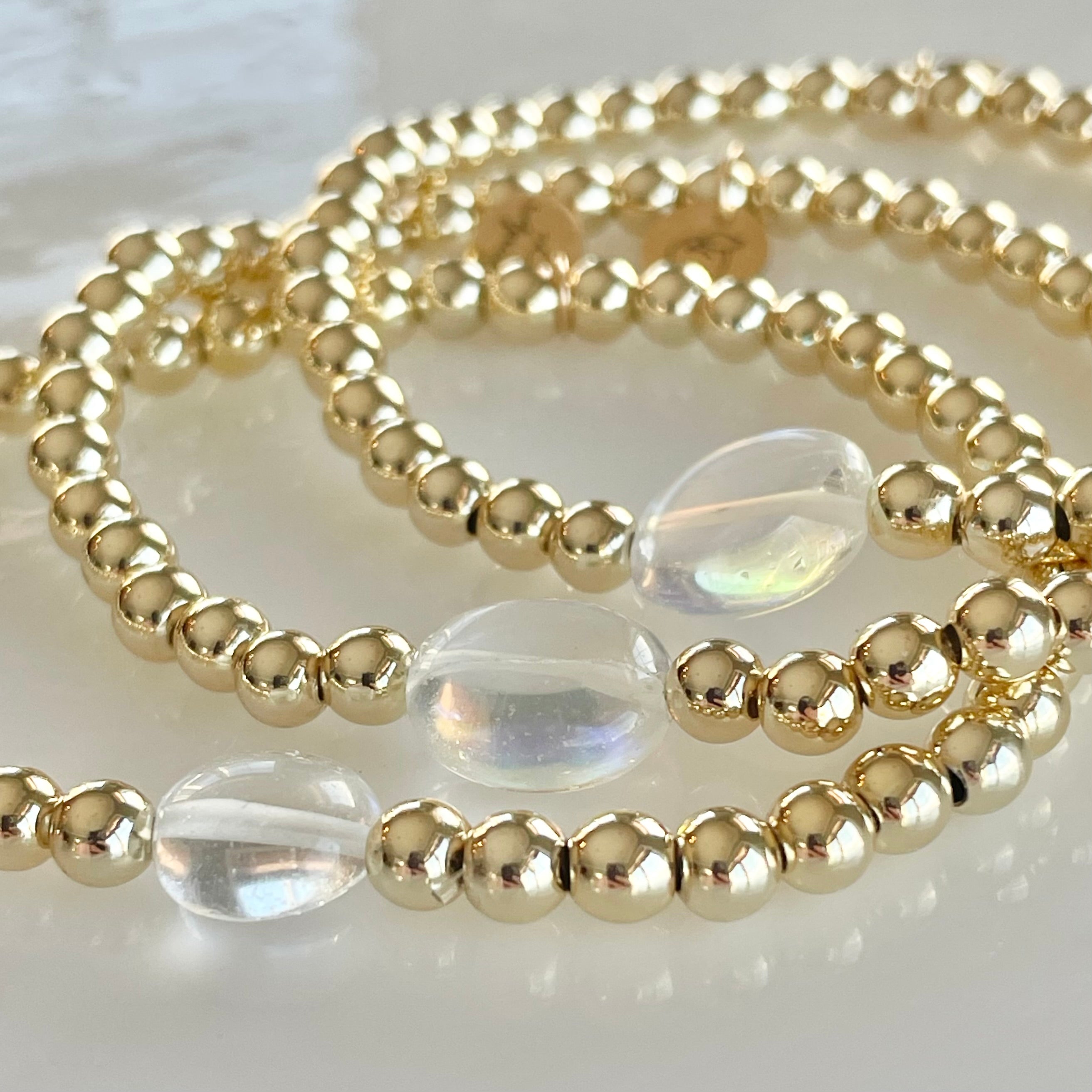 14K Gold Filled Bracelet with Clear Pebble