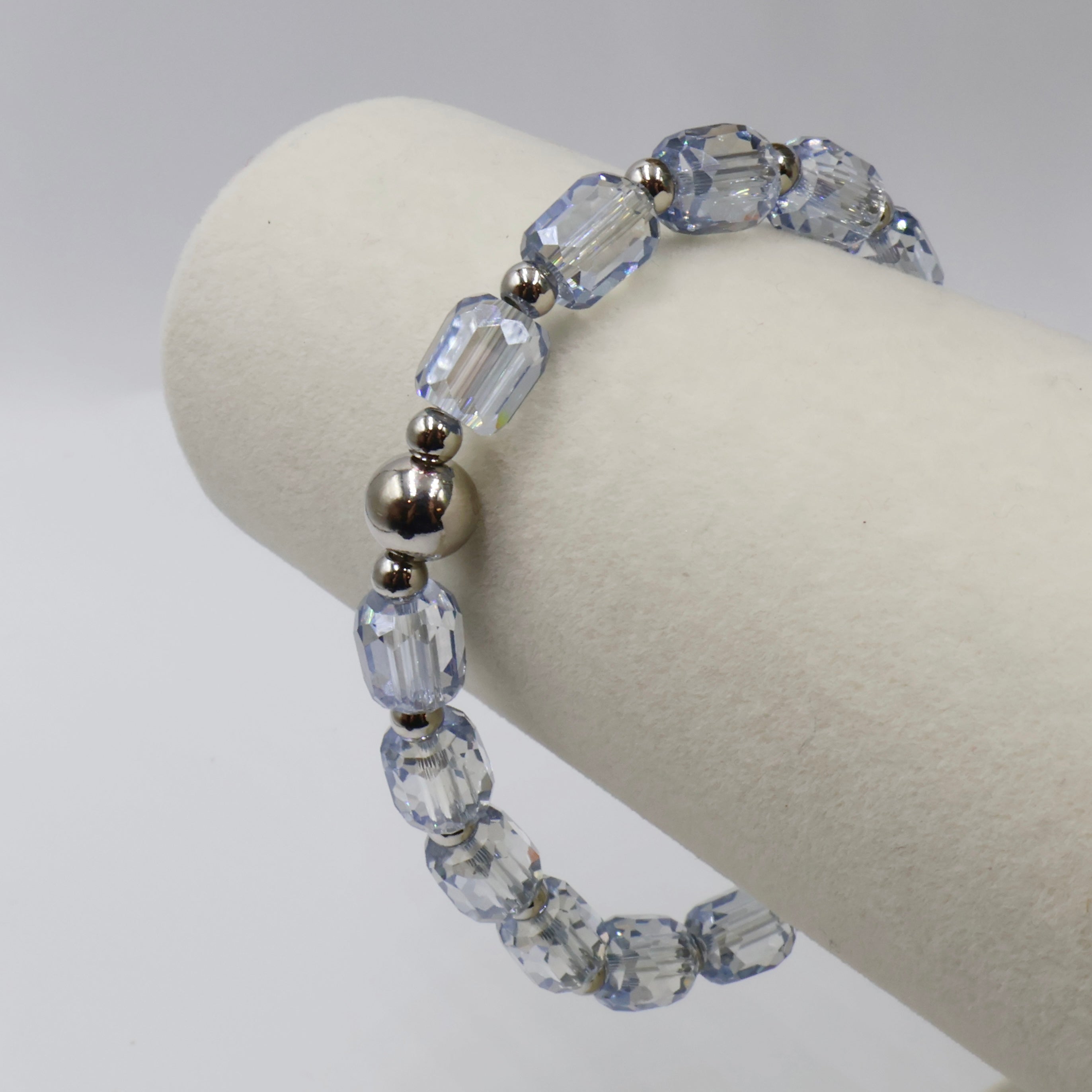 Faceted Cylinder Shape Bracelet ~ Heather Blue