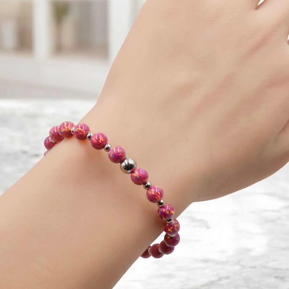 Opal Line Accented Bracelet ~ Raspberry Glaze