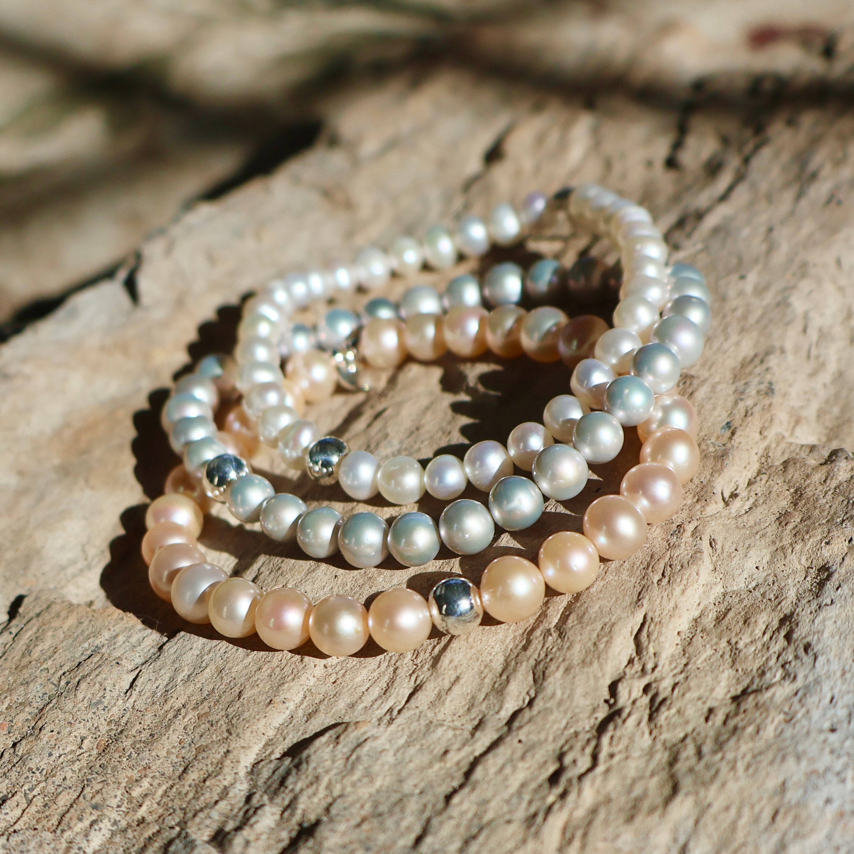 Genuine Freshwater Cultured Pearl Bracelet ~ White ~ 5-6mm