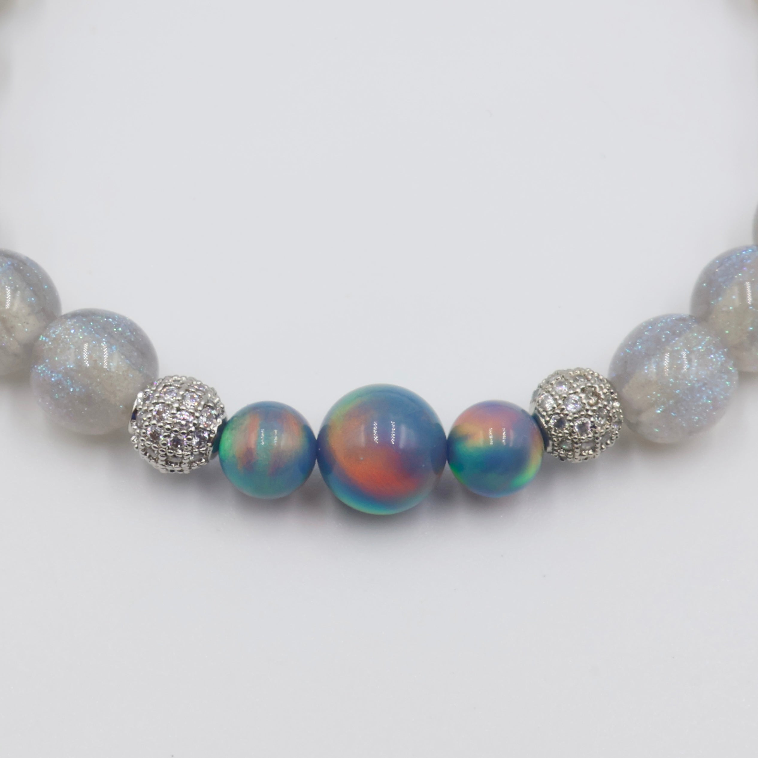 Silver Shine with Blue Aura Opals