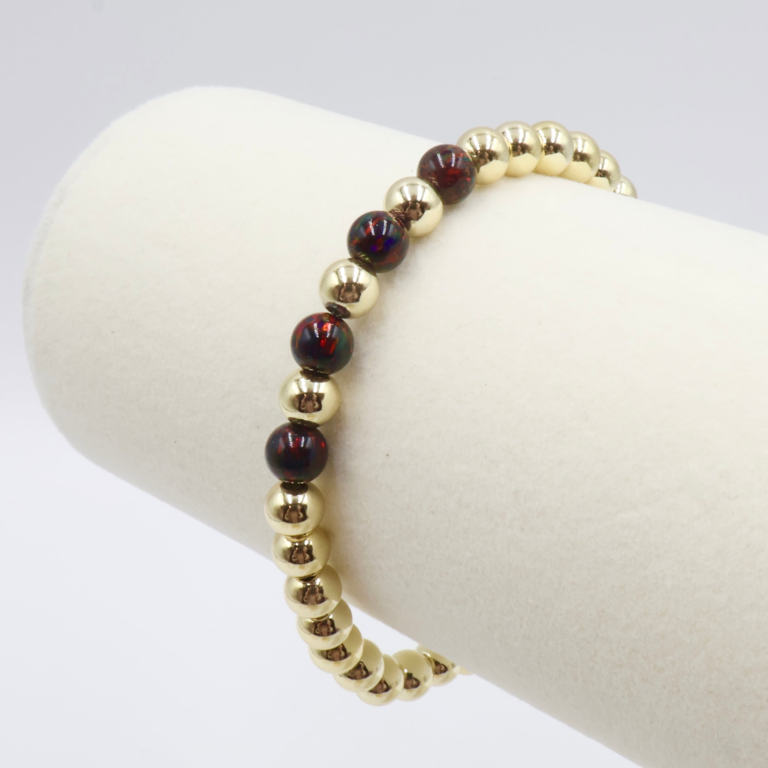 14K Gold Filled 4-Opals Bracelet ~ Black Cherry