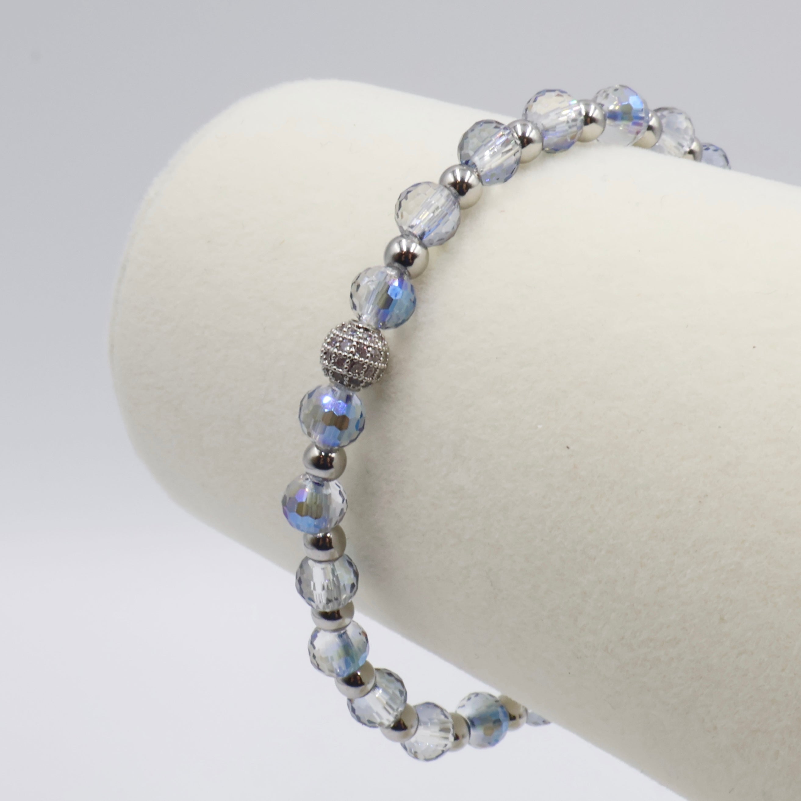 Crystal Glass Bracelet ~ Smoke Blue ~ 6MM