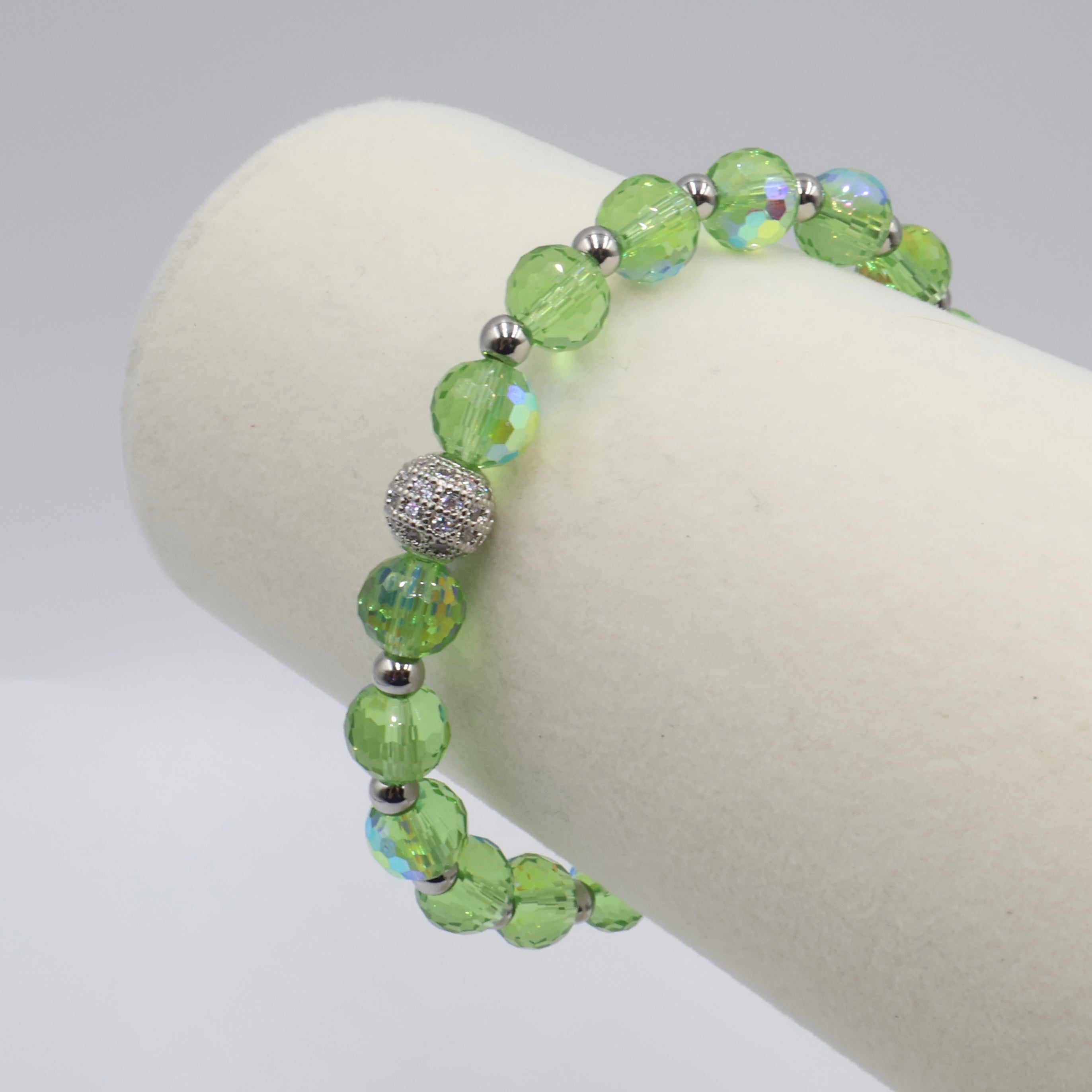Crystal Glass Bracelet ~ Lime Twist ~ 8MM
