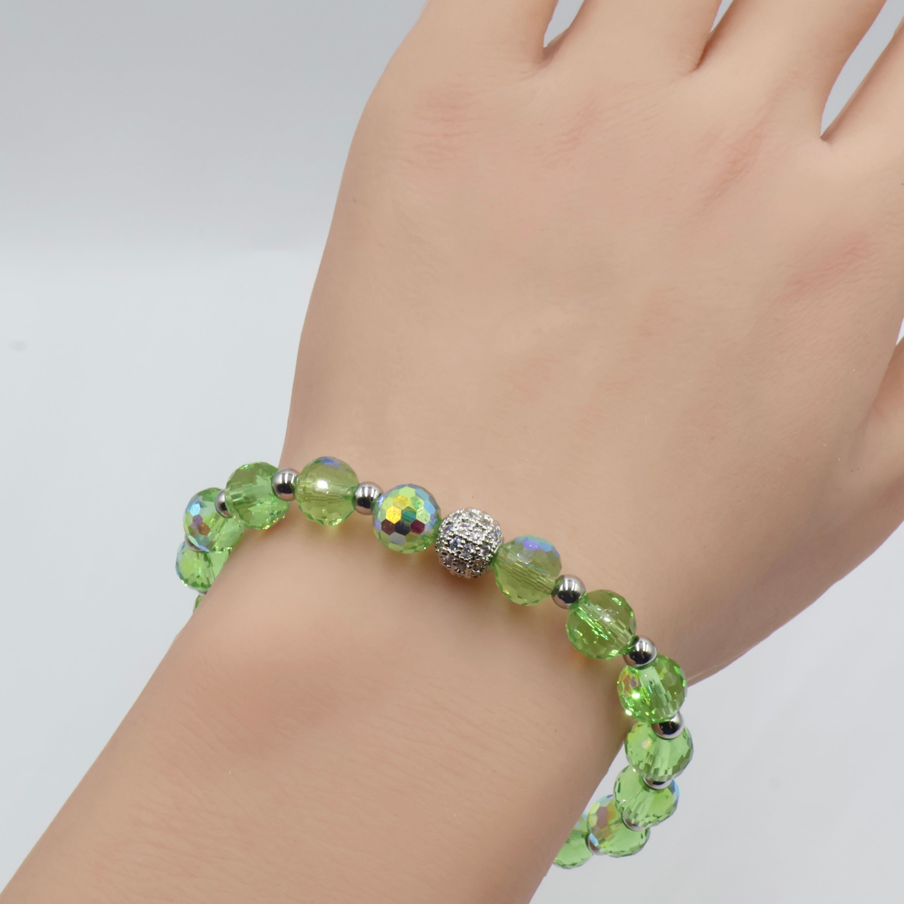 Crystal Glass Bracelet ~ Lime Twist ~ 8MM