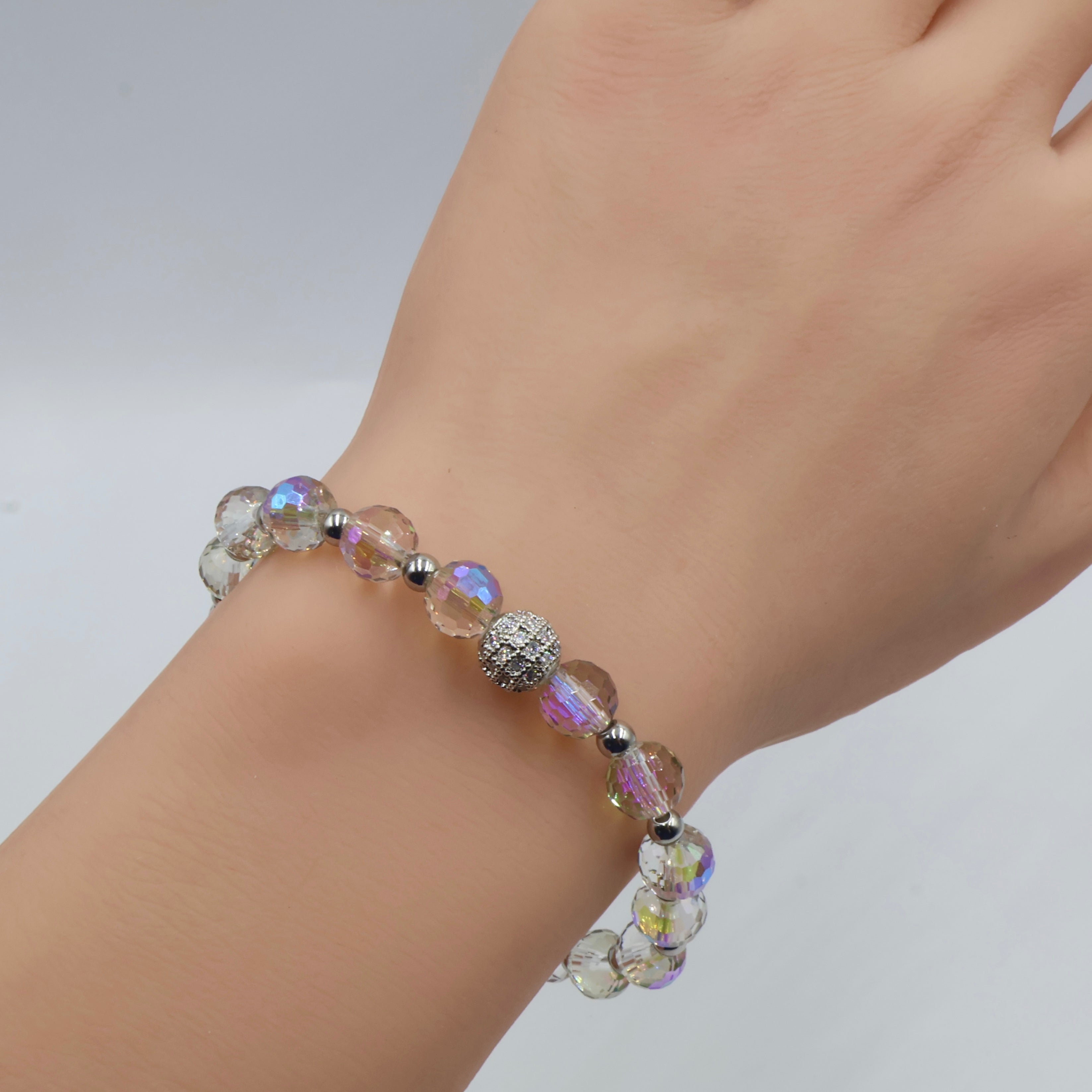 Crystal Glass Bracelet ~ Misty Lilac ~ 8MM