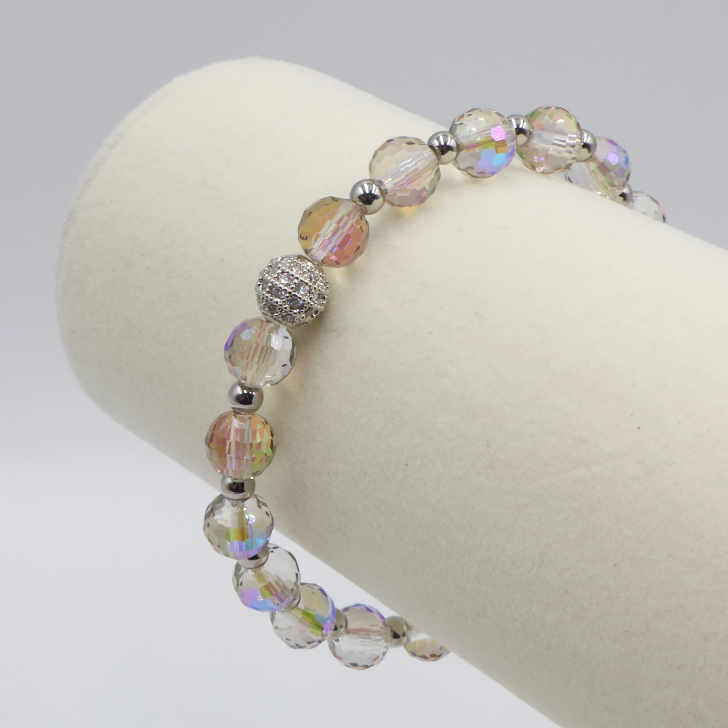 Crystal Glass Bracelet ~ Misty Lilac ~ 8MM