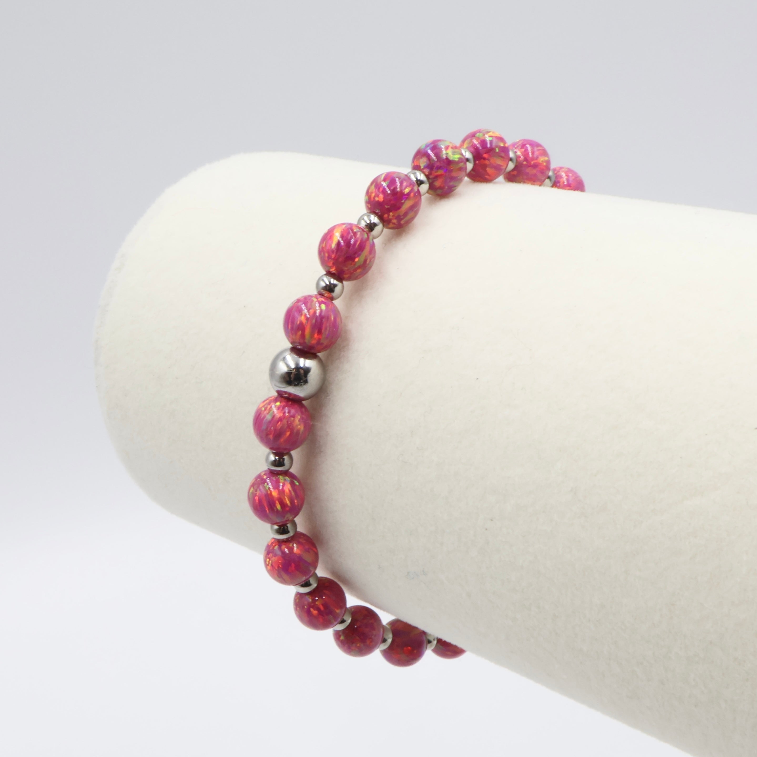 Opal Line Accented Bracelet ~ Raspberry Glaze
