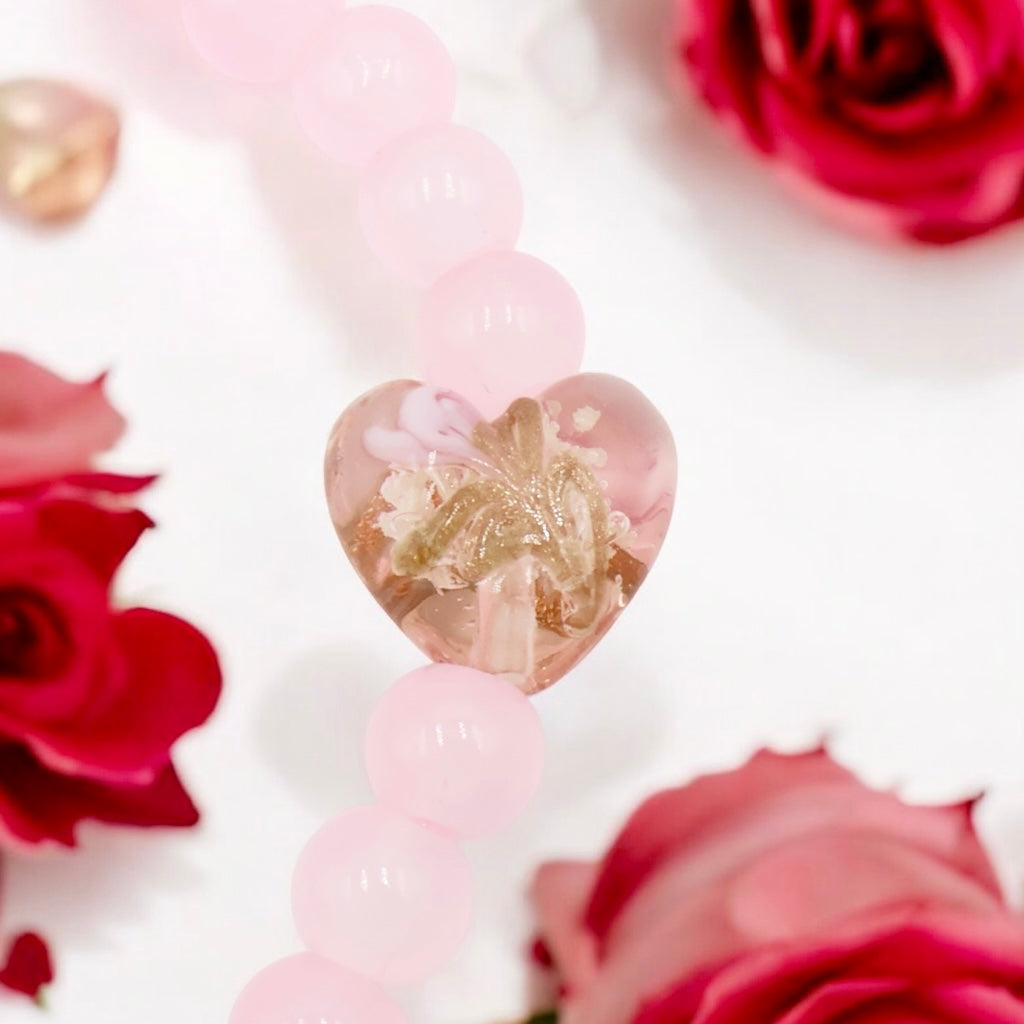 Hearts of Glass Bracelet ~ Pink Glowing Heart