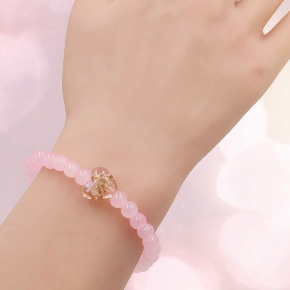 Hearts of Glass Bracelet ~ Pink Glowing Heart