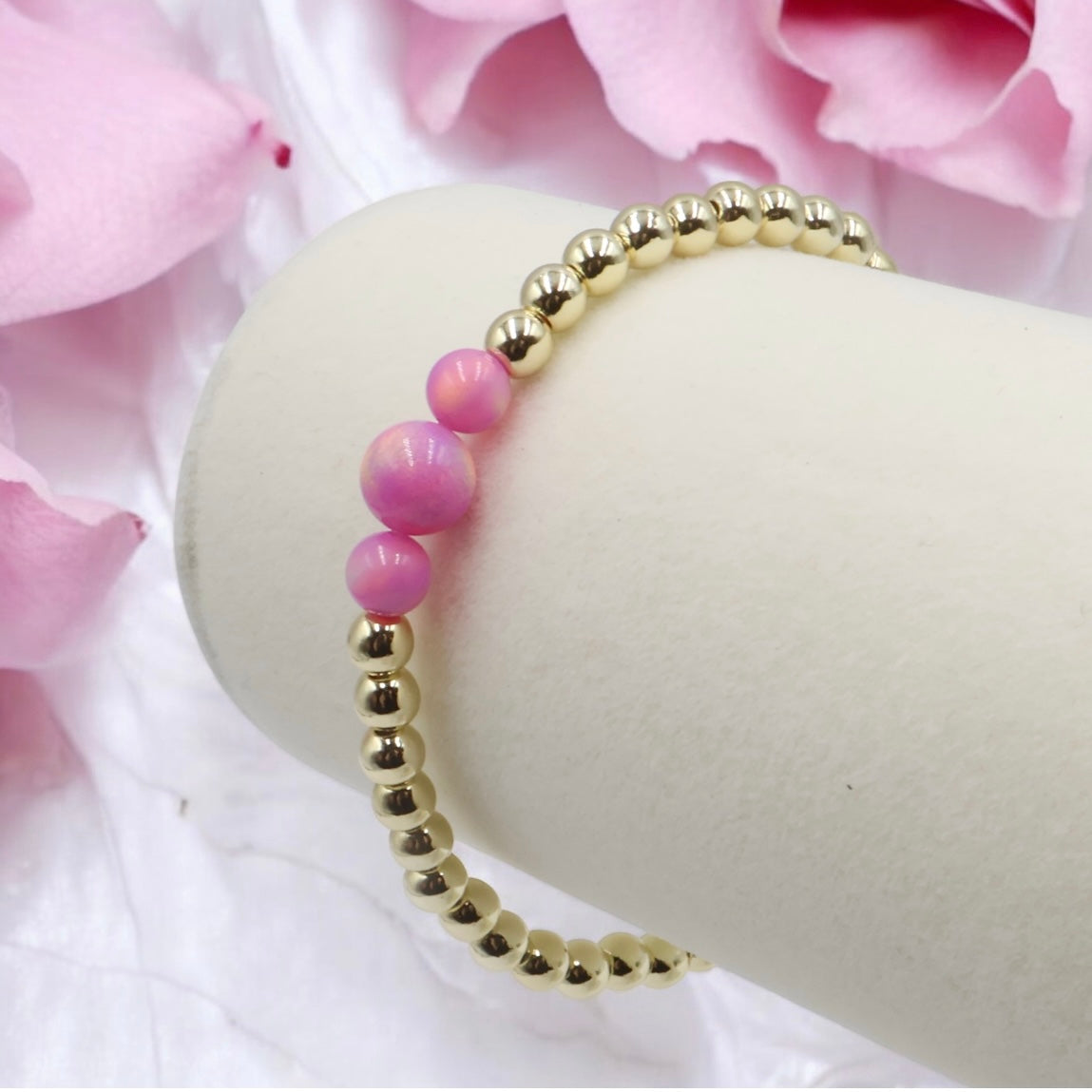 14k Gold Filled 3-Opals Cascade Bracelet ~ Pink Sorbet
