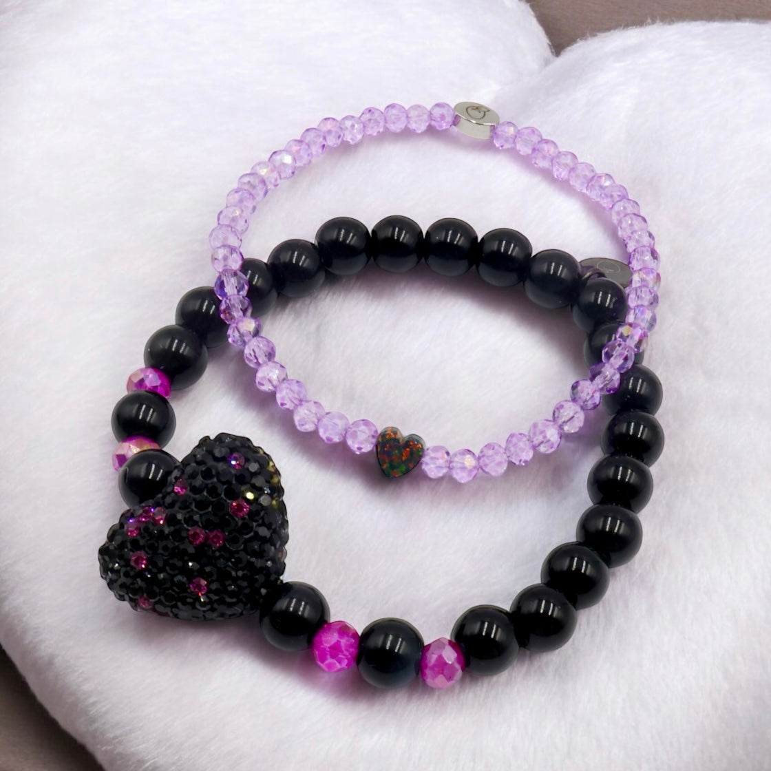 Black Shamballa Heart Bracelet