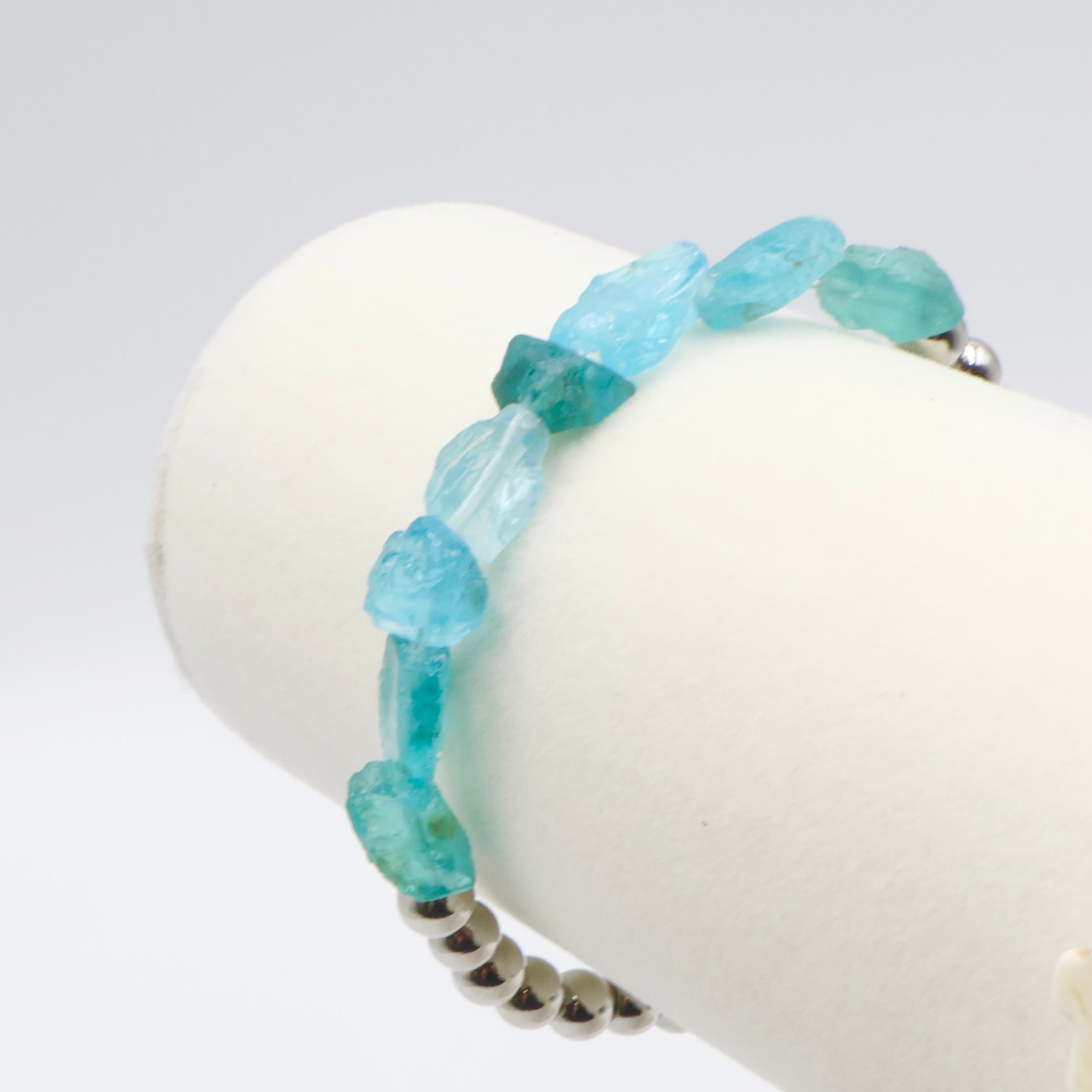 Ice Nugget Bracelet ~ Teal Blue Apatite