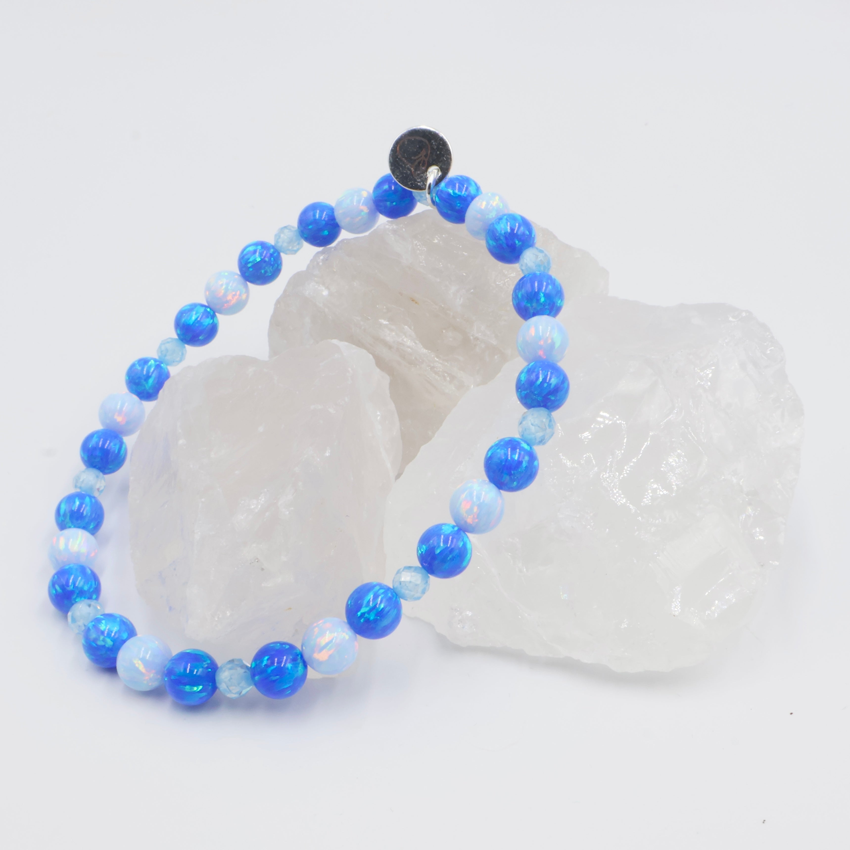 Opal Tennis Bracelet with Zircon Stones ~ Maya Blue x Pacific Sapphire