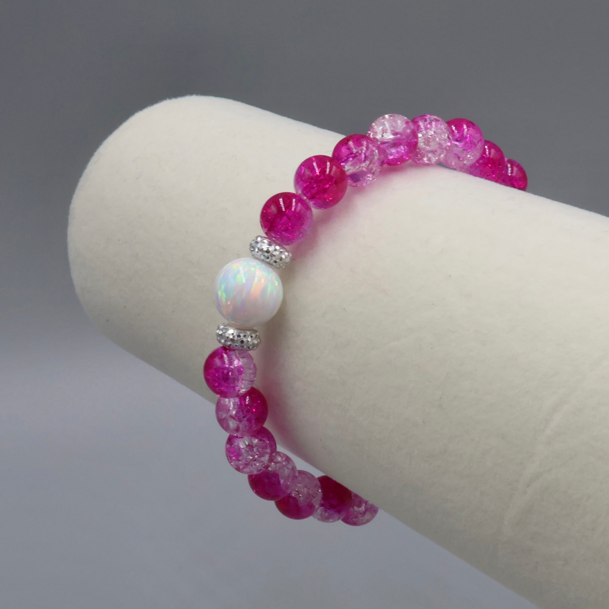 Crackle Fusion Bracelet ~ Hot Fuchsia