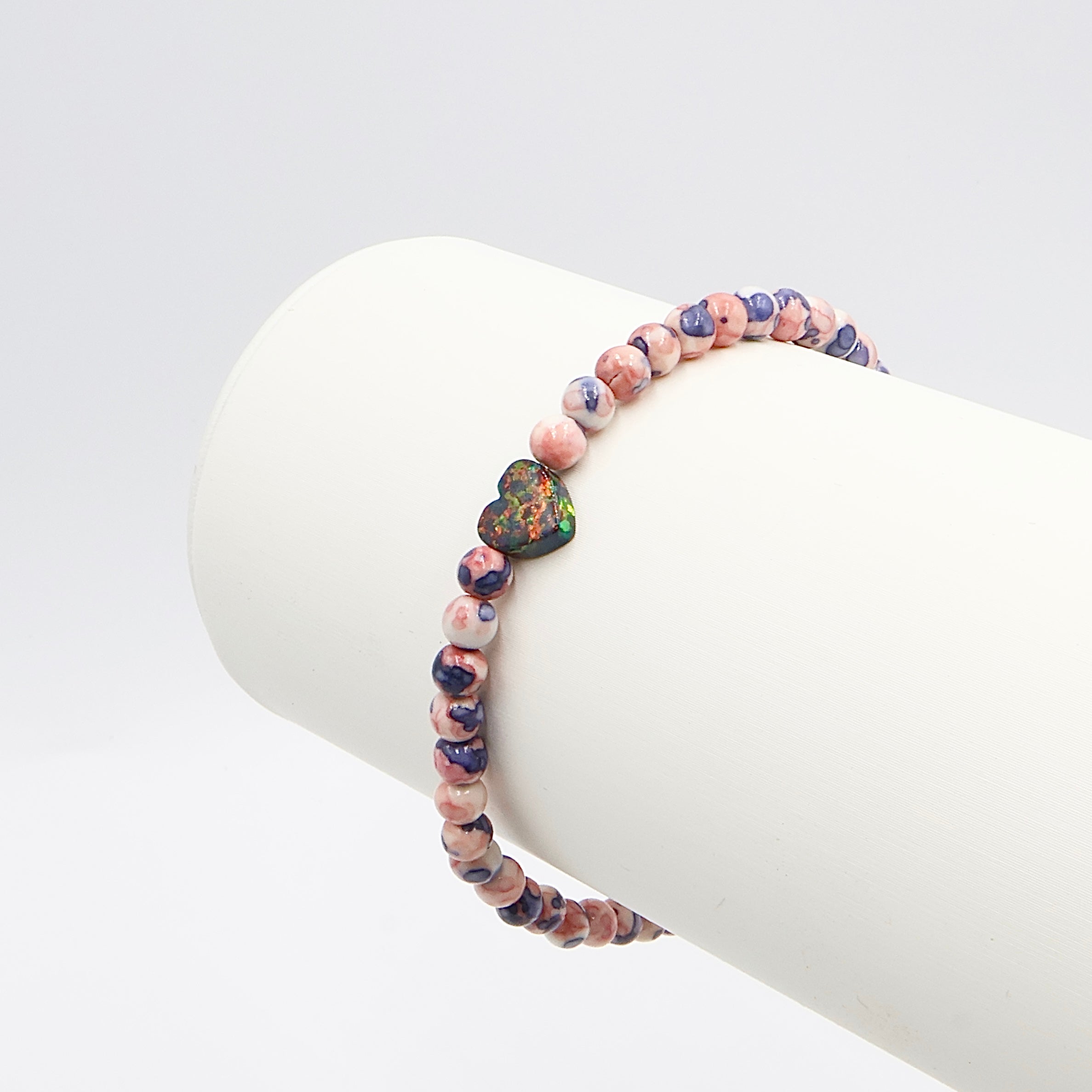 Midnight Rainbow | Opal Heart Bracelet
