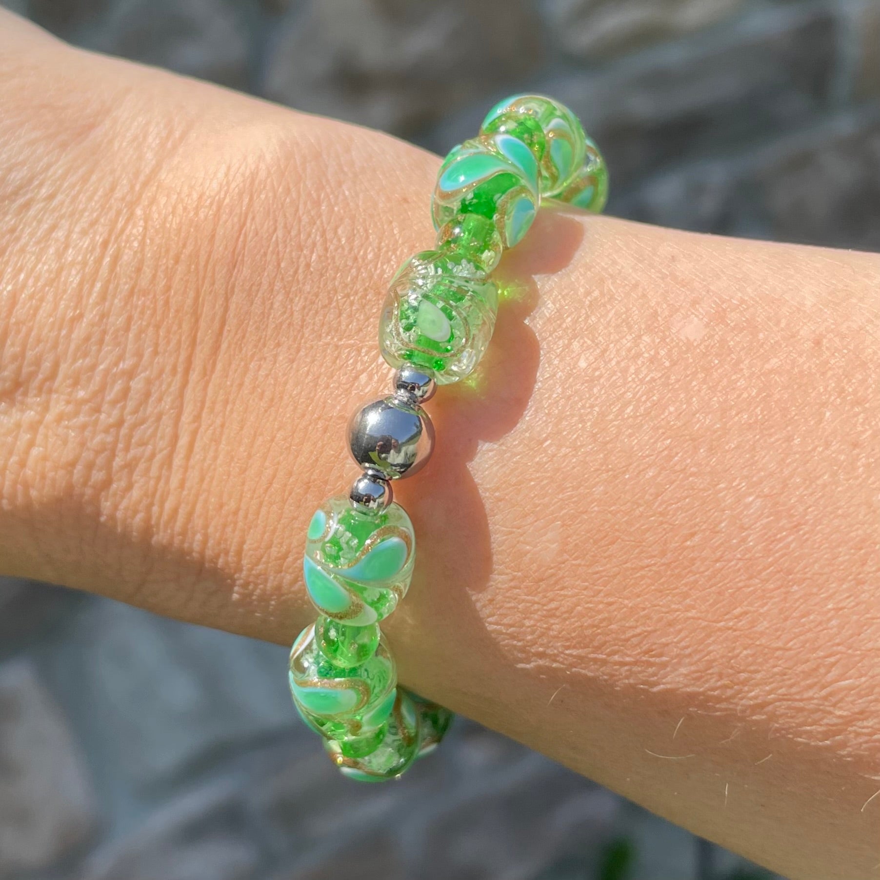 Luminous Feather Glow Bracelet ~ Green