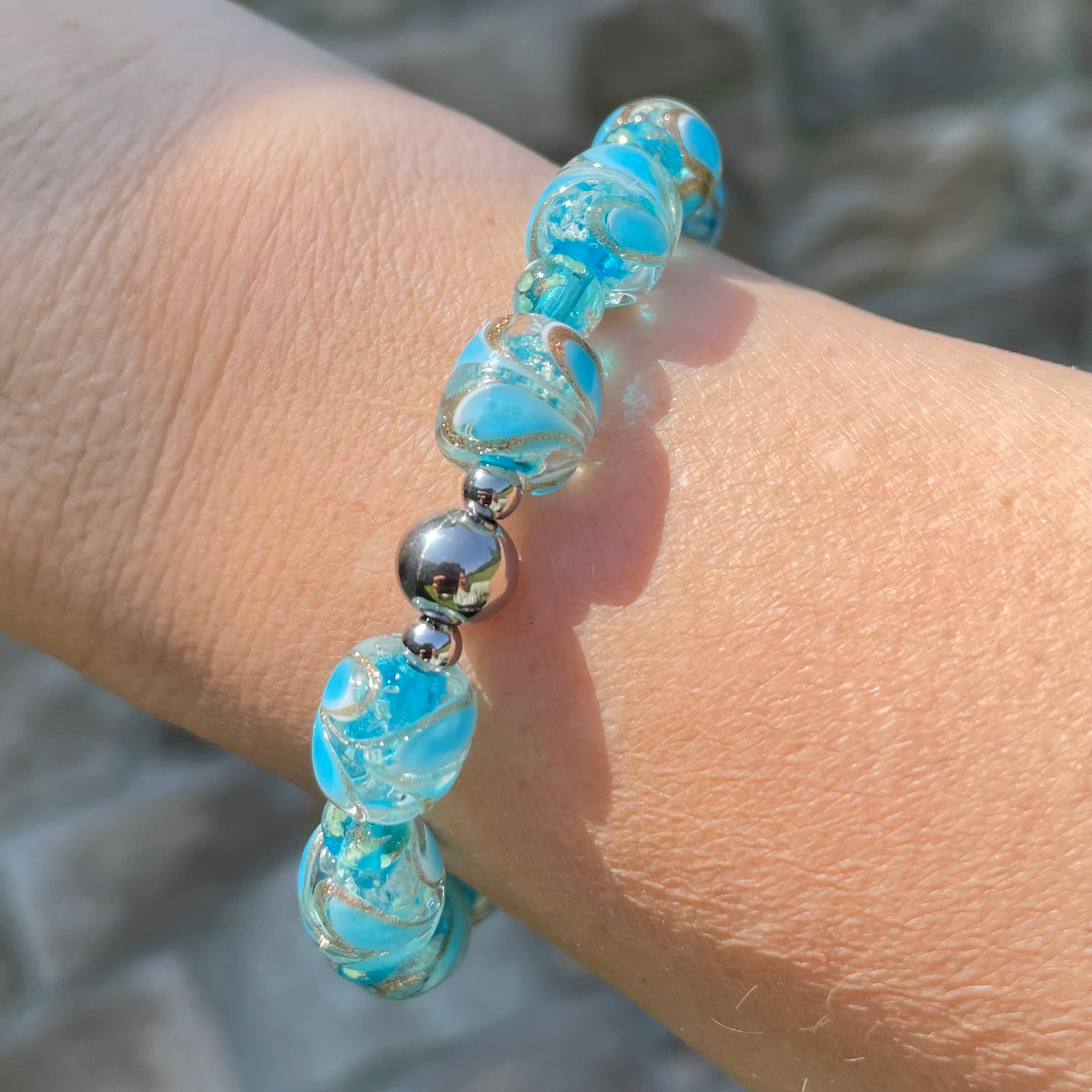 Luminous Feather Glow Bracelet ~ Sky Blue