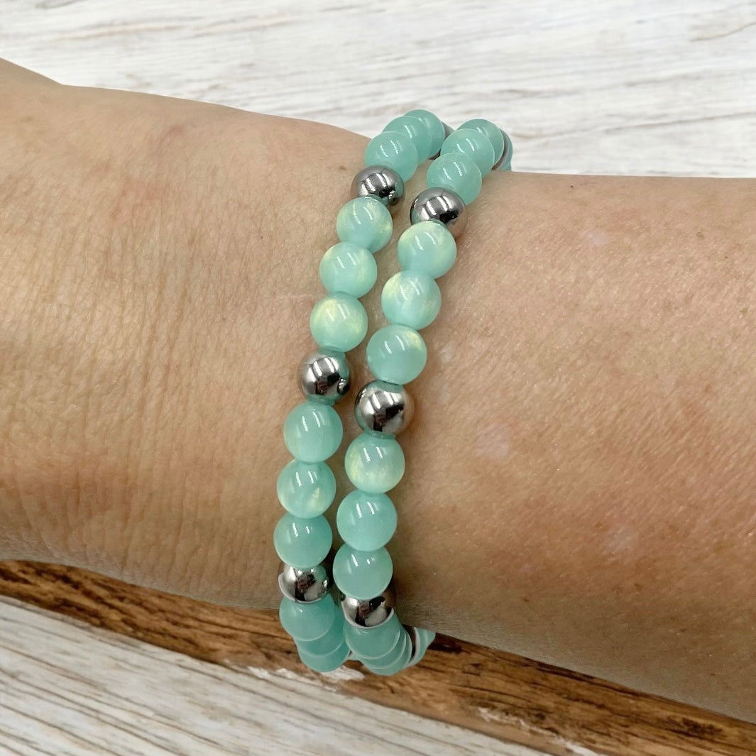 Dreamy Night Sky Wrap Bracelet ~ Aqua Sky