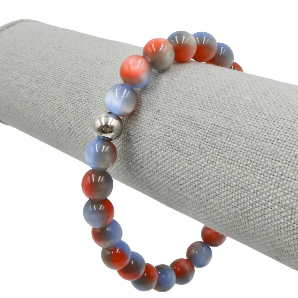 Satin Mist Bracelet ~ Dusty Blue Rust