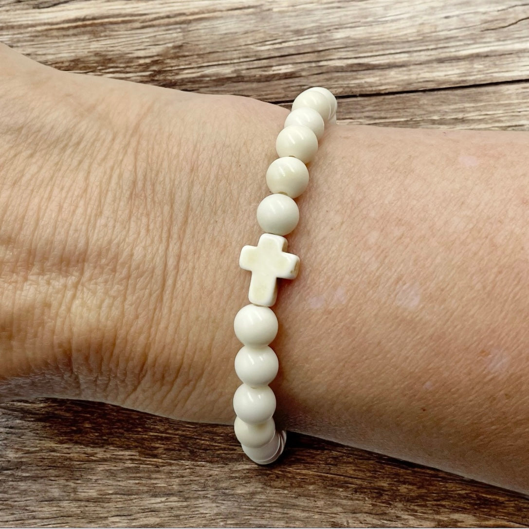 Ivory Jade Cross Bracelet