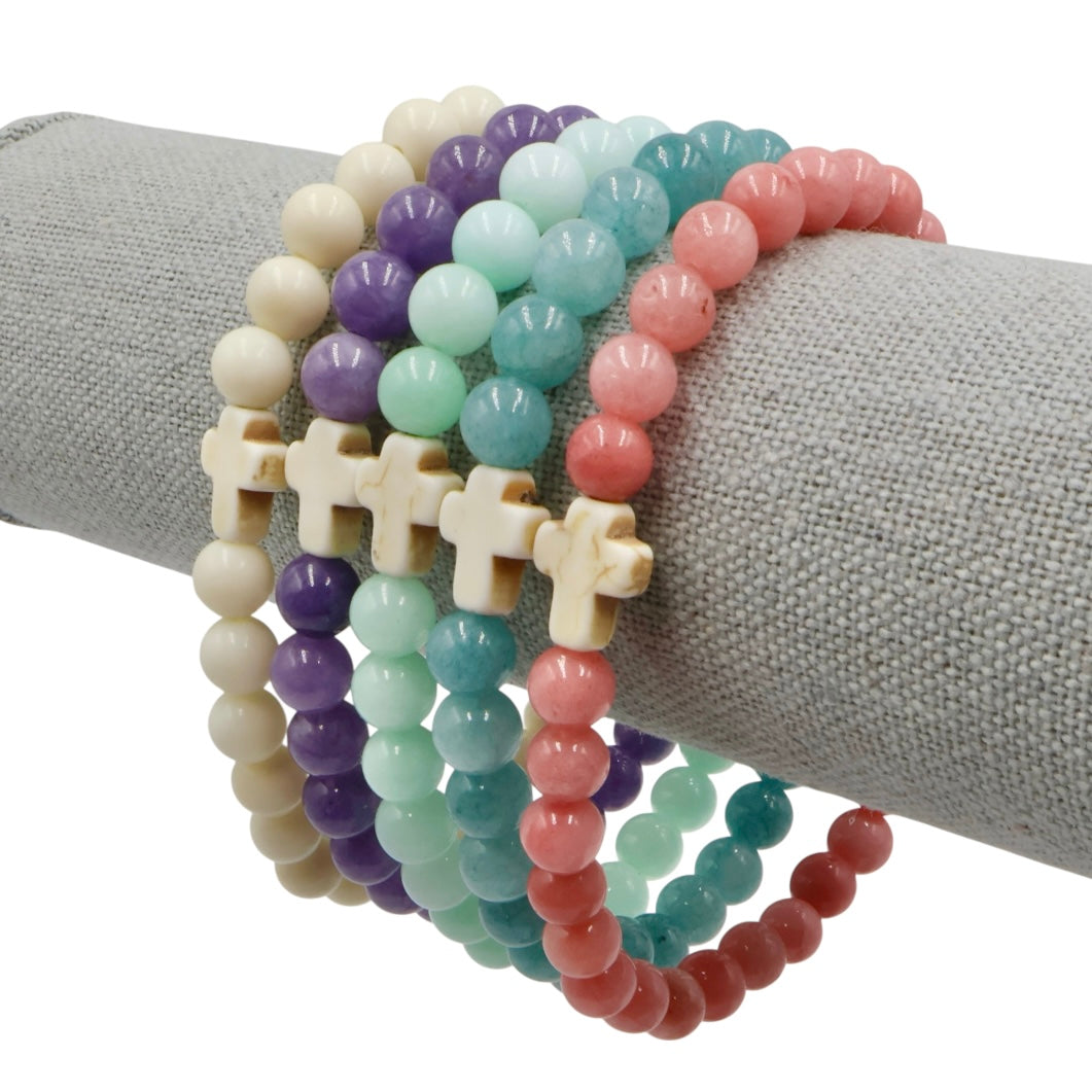 Sky Blue Jade Cross Bracelet