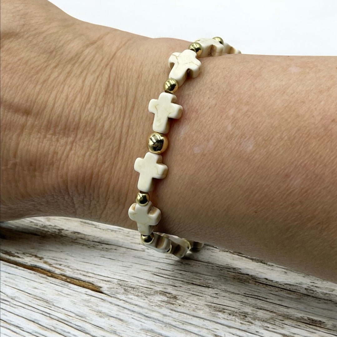 Logan's Blessings ~ Cross Bracelet ~ 14k Gold Plated Accents
