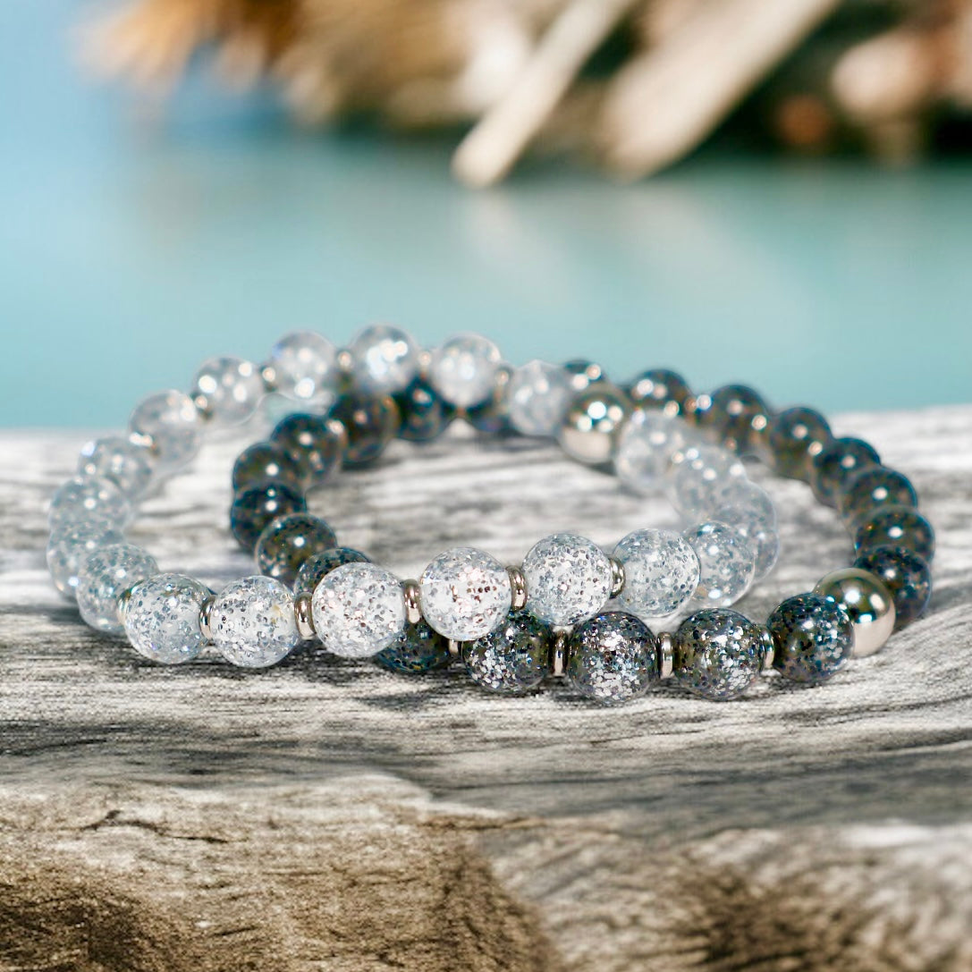 White Diamond | Glitter Stretch Bracelet | Lila Apricot