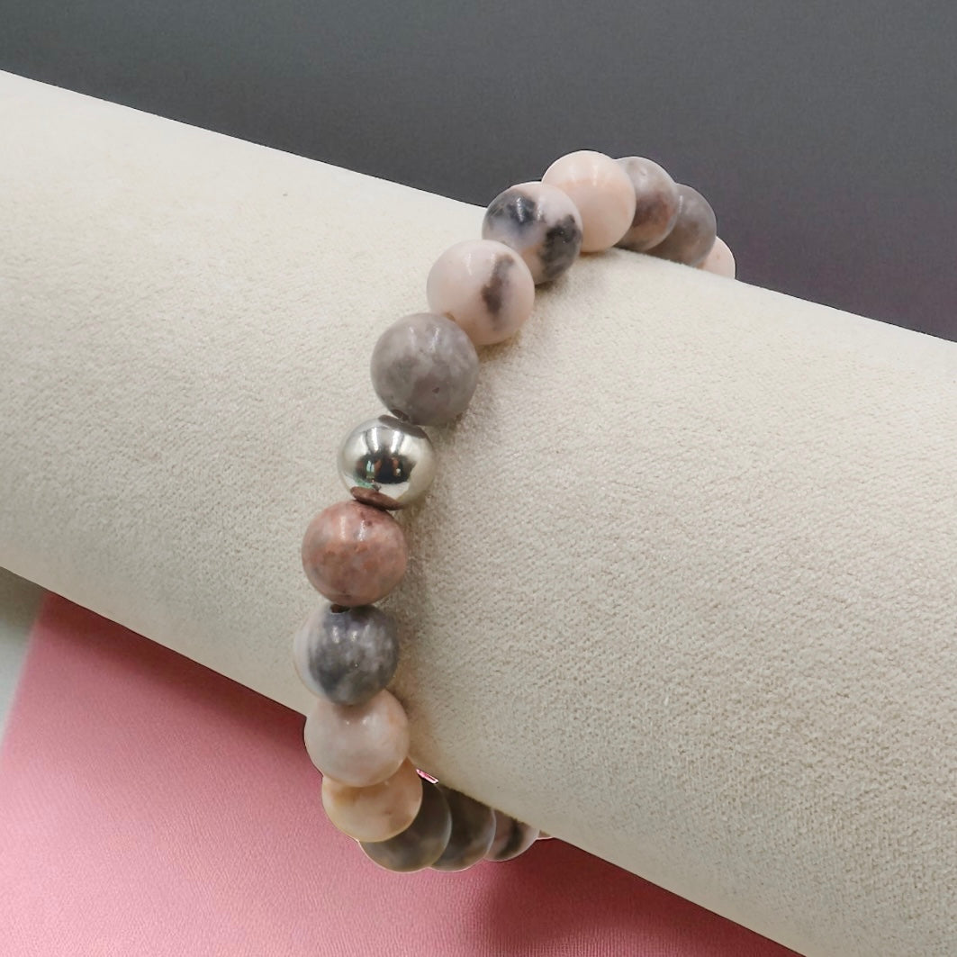 Pink Zebra Jasper Gemstone Bracelet