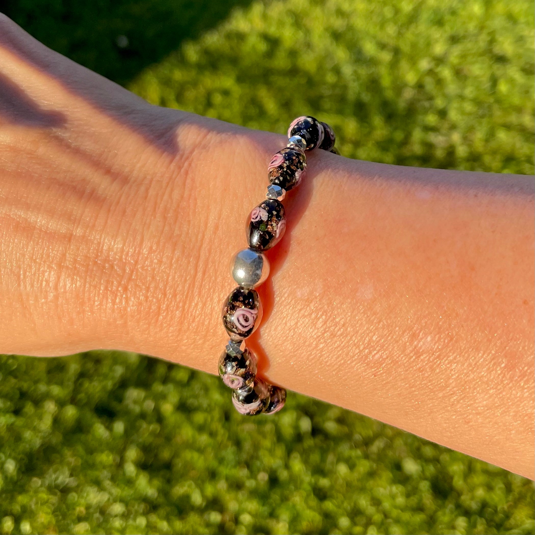 Luminous Oval Rose Bracelets ~ Midnight Rose