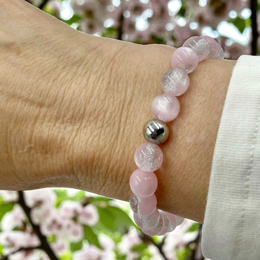 Satin Glitter Bracelet ~ Misty Rose