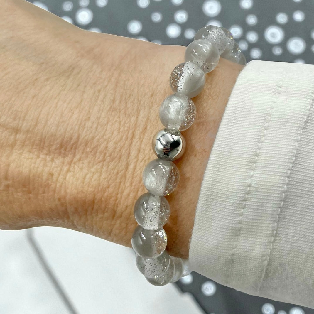 Satin Glitter Bracelet ~ Arctic Silver