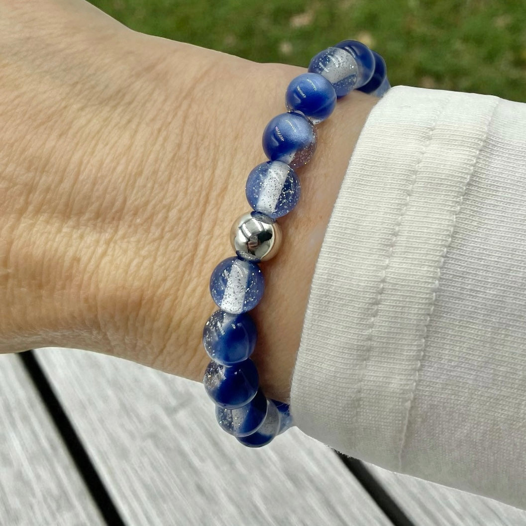 Satin Glitter Bracelet ~ Lapis Blue