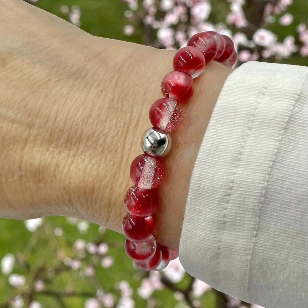 Satin Glitter Bracelet ~ Scarlet