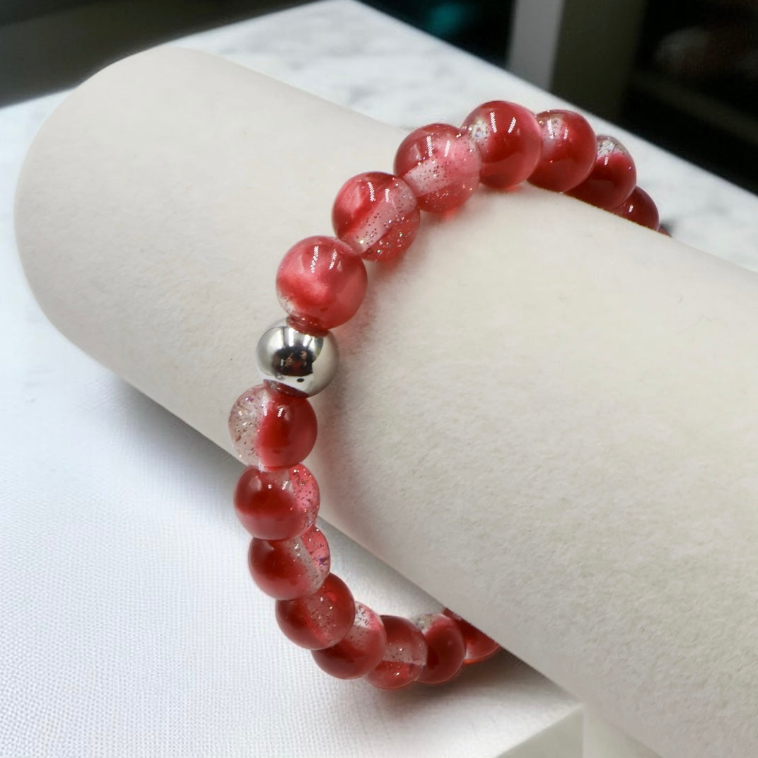 Satin Glitter Bracelet ~ Scarlet