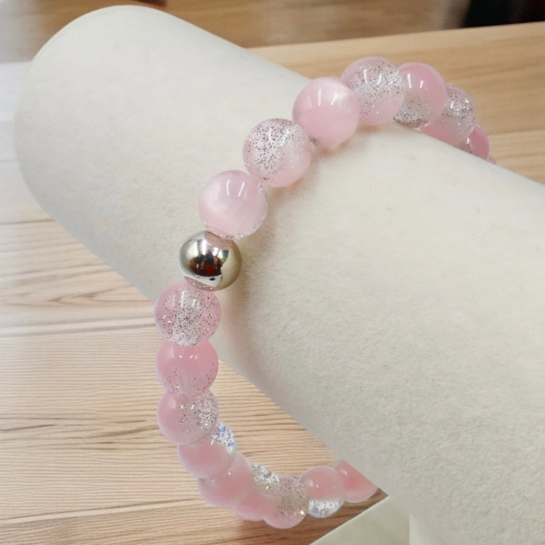 Satin Glitter Bracelet ~ Misty Rose