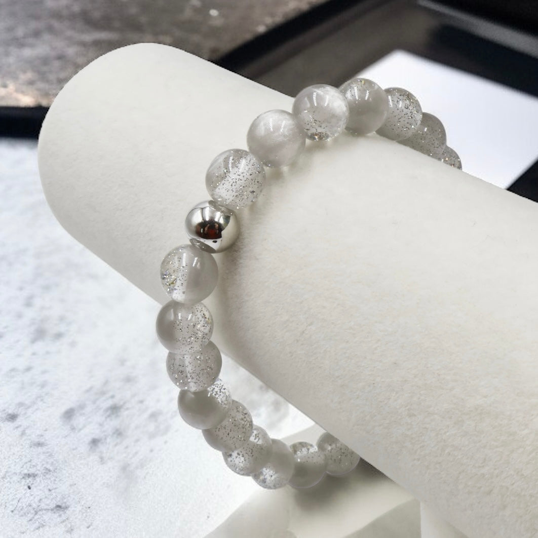 Satin Glitter Bracelet ~ Arctic Silver