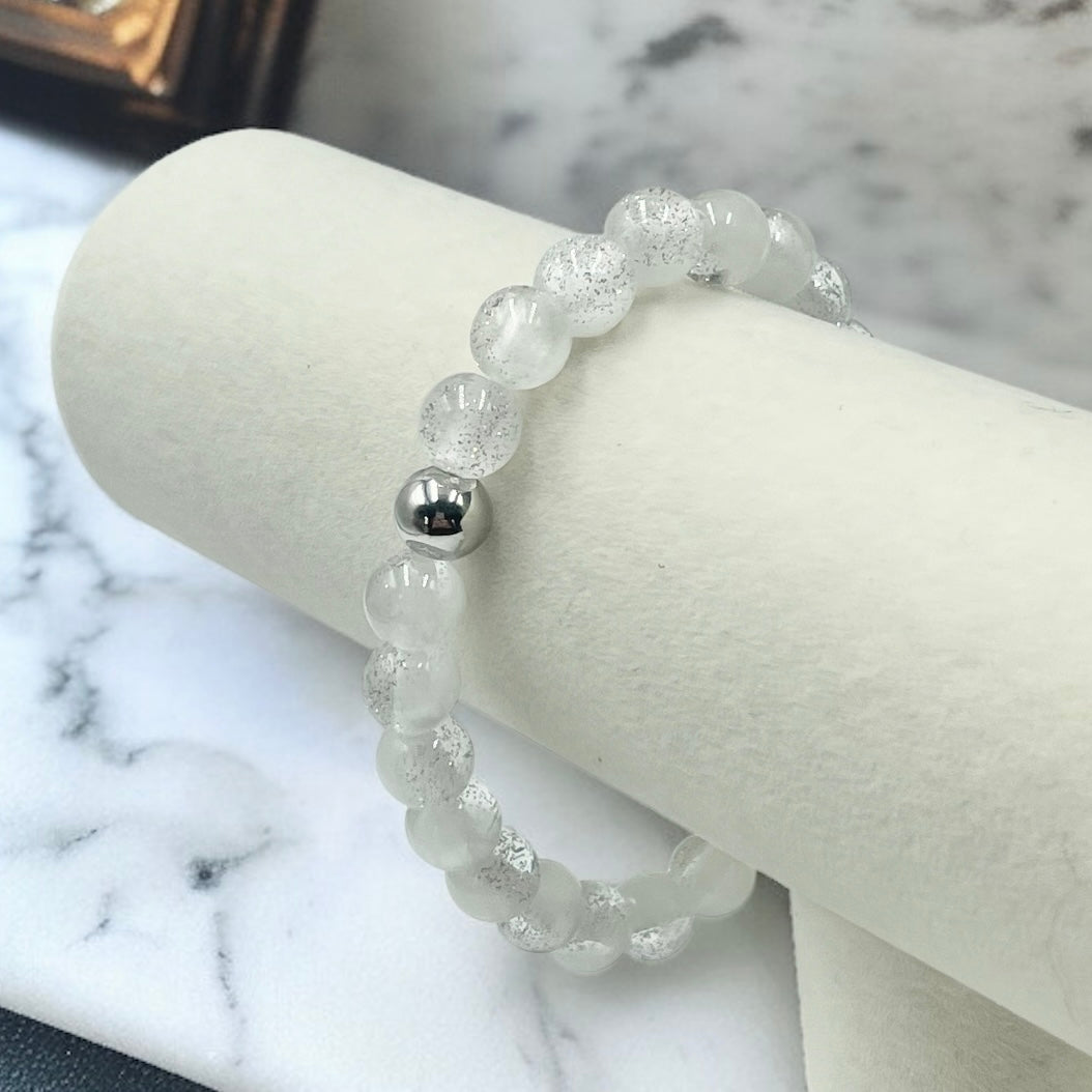 Satin Glitter Bracelet ~ White Dove