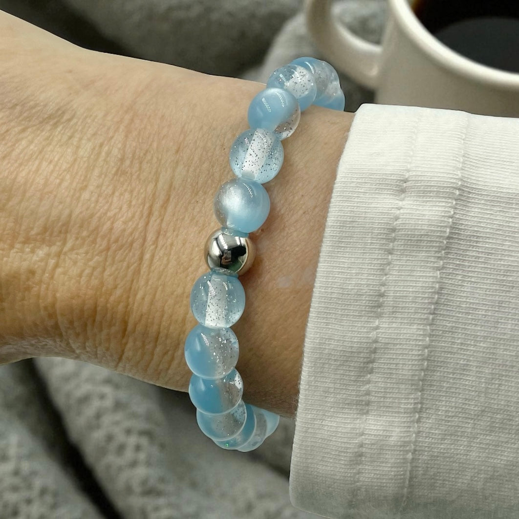 Satin Glitter Bracelet ~ Powder Blue