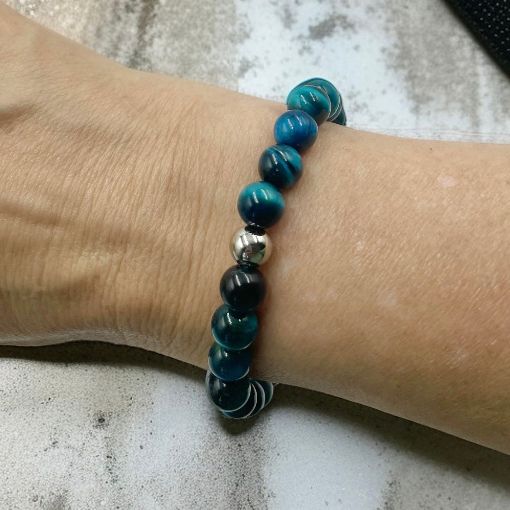 Tiger Eye Bracelet ~ Teal Blue