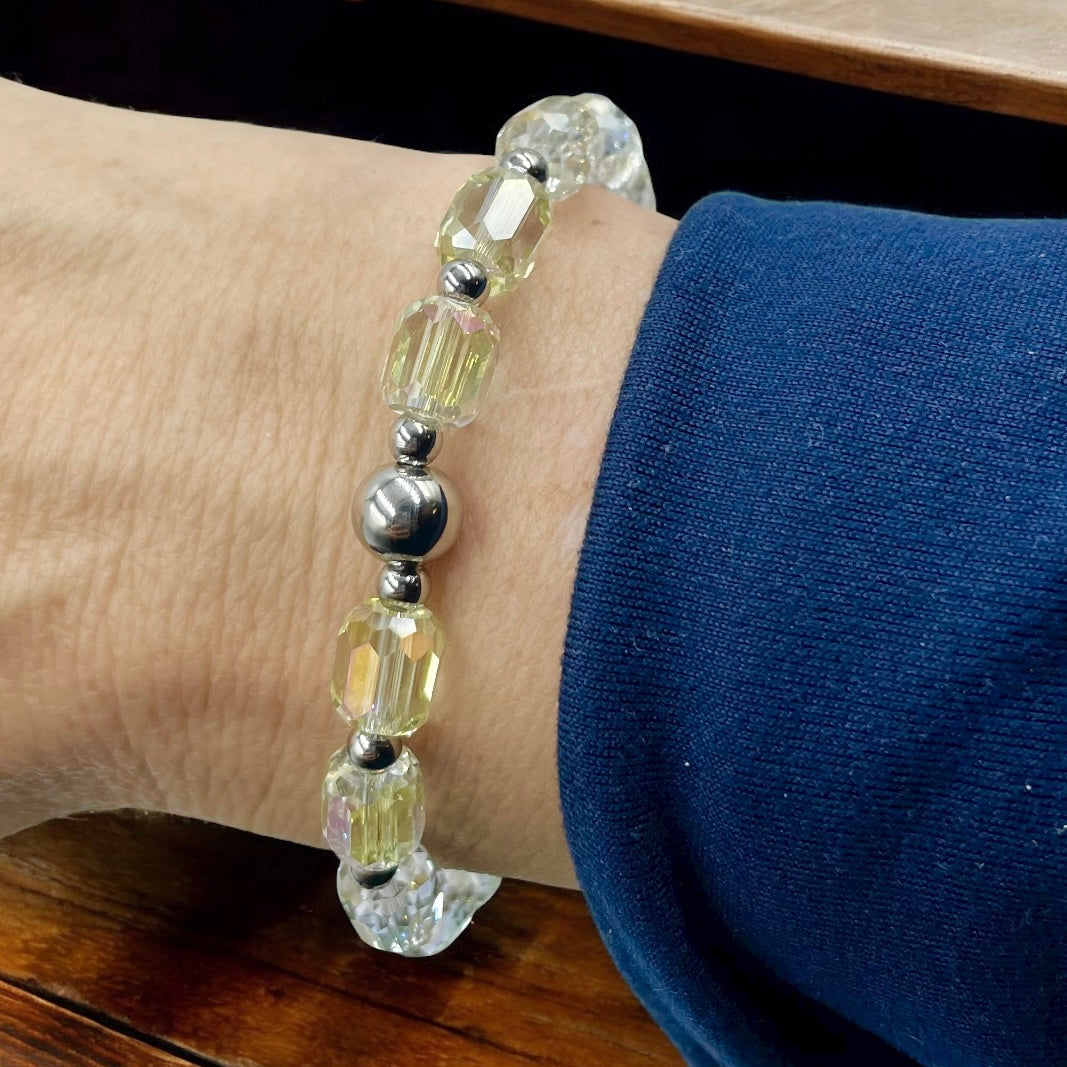 Faceted Cylinder Shape Bracelet ~ Light Golden Yellow