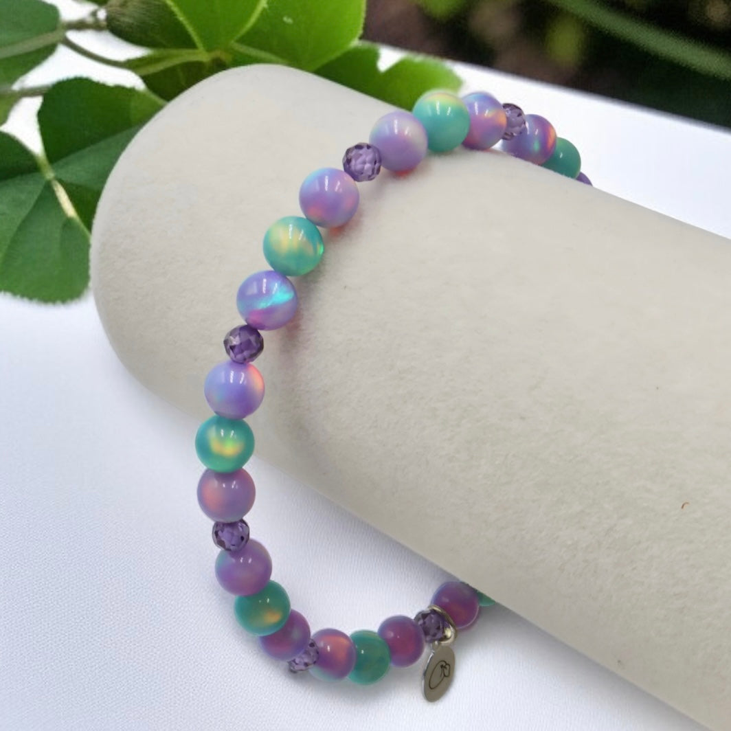 Opal Line Zircon Bracelet ~ Cool Lilac/Teal Magic