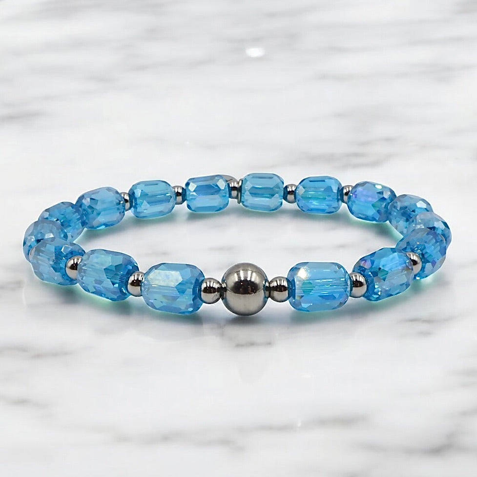 Aqua Dazzle | Faceted Pillar Bracelet