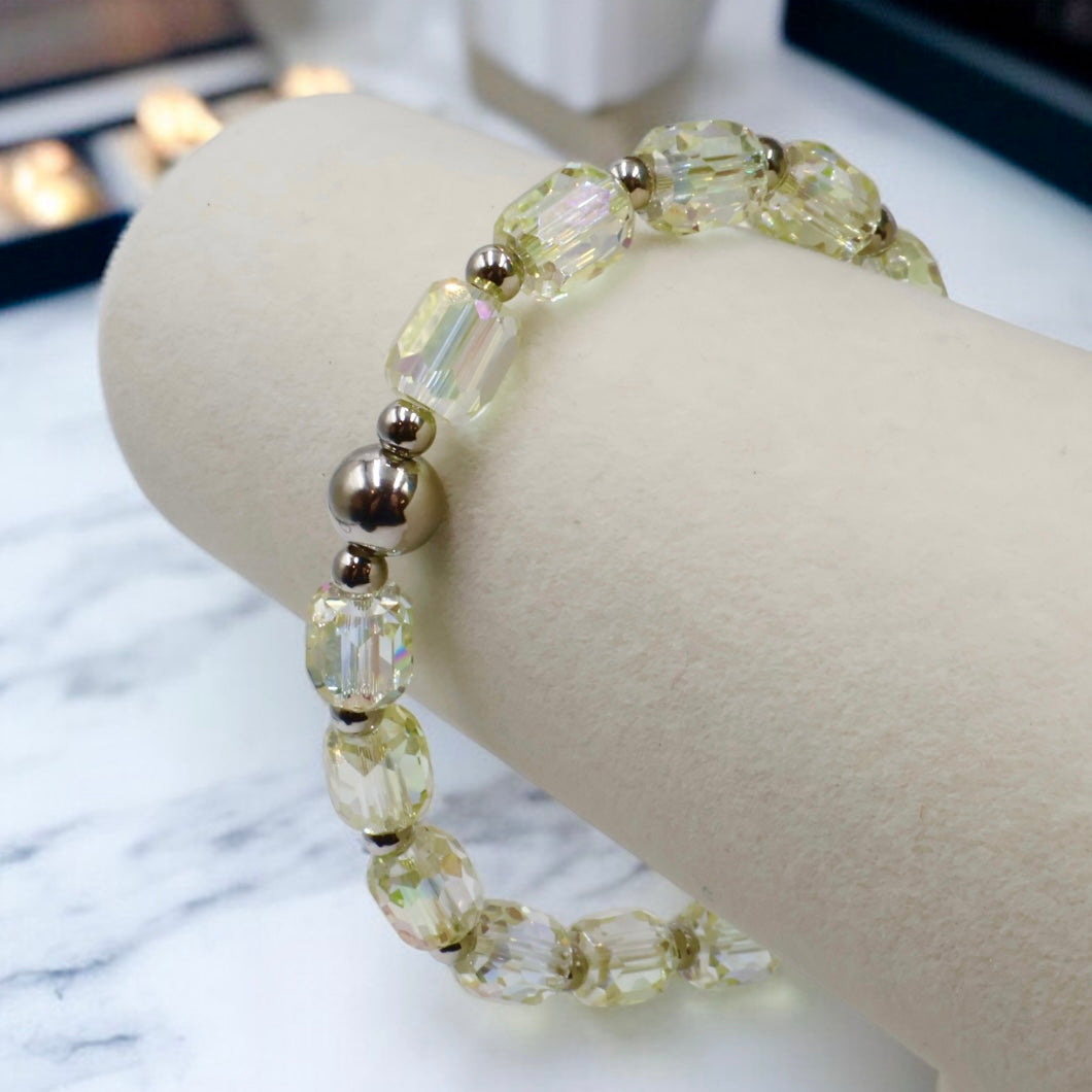 Faceted Cylinder Shape Bracelet ~ Light Golden Yellow
